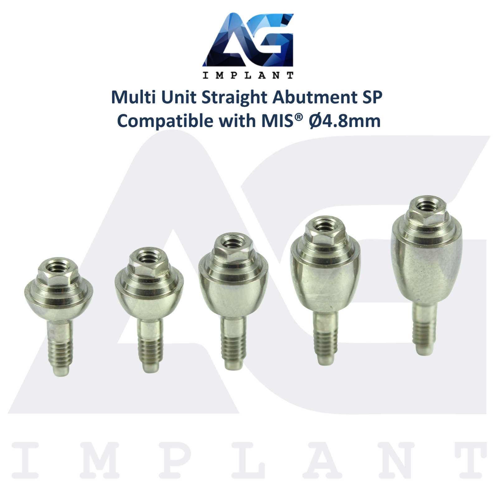 5 Multi Unit Straight Prosthetic MIS® Seven Standard Platform Compatible 4.8mm