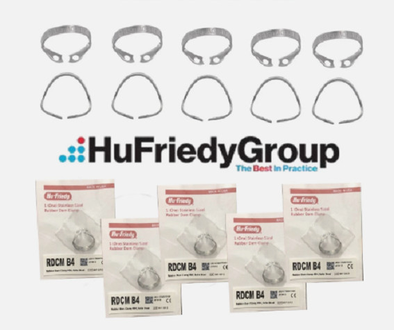Lot of 15 Pcs Hu Friedy Rubber Dam Clamp #B4, Satin Steel RDCMB4