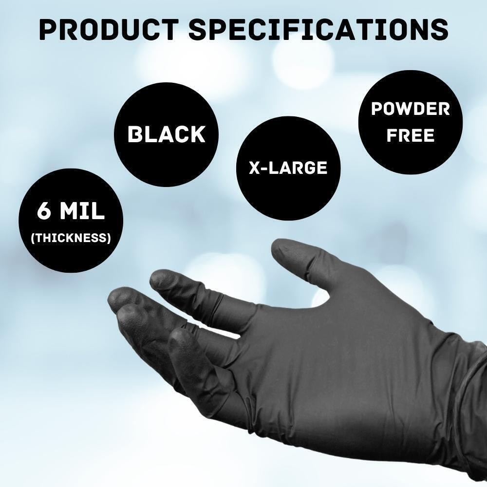 6 MIL, Black Nitrile Powder Free Disposable Full Texture Gloves, 36000 Pcs, XL