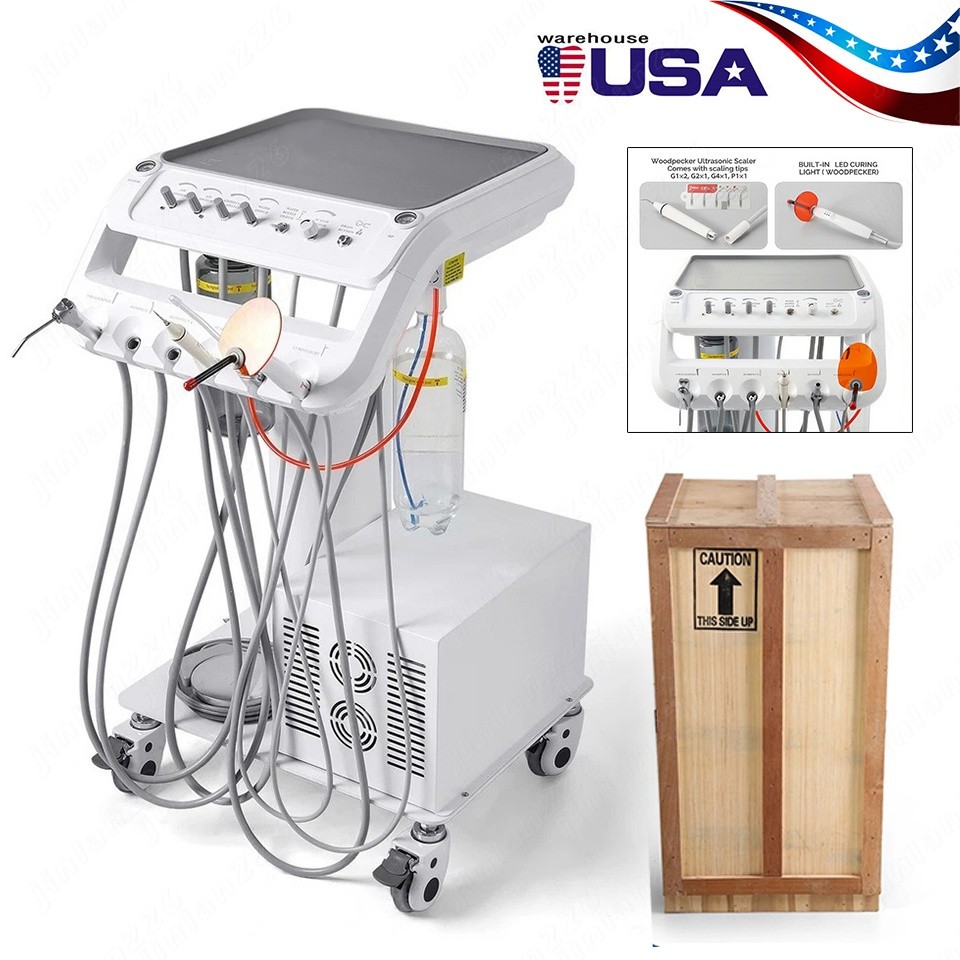Dental Unit with Air Compressor Ultrasonic Scaler Curing Light 4 Hole US