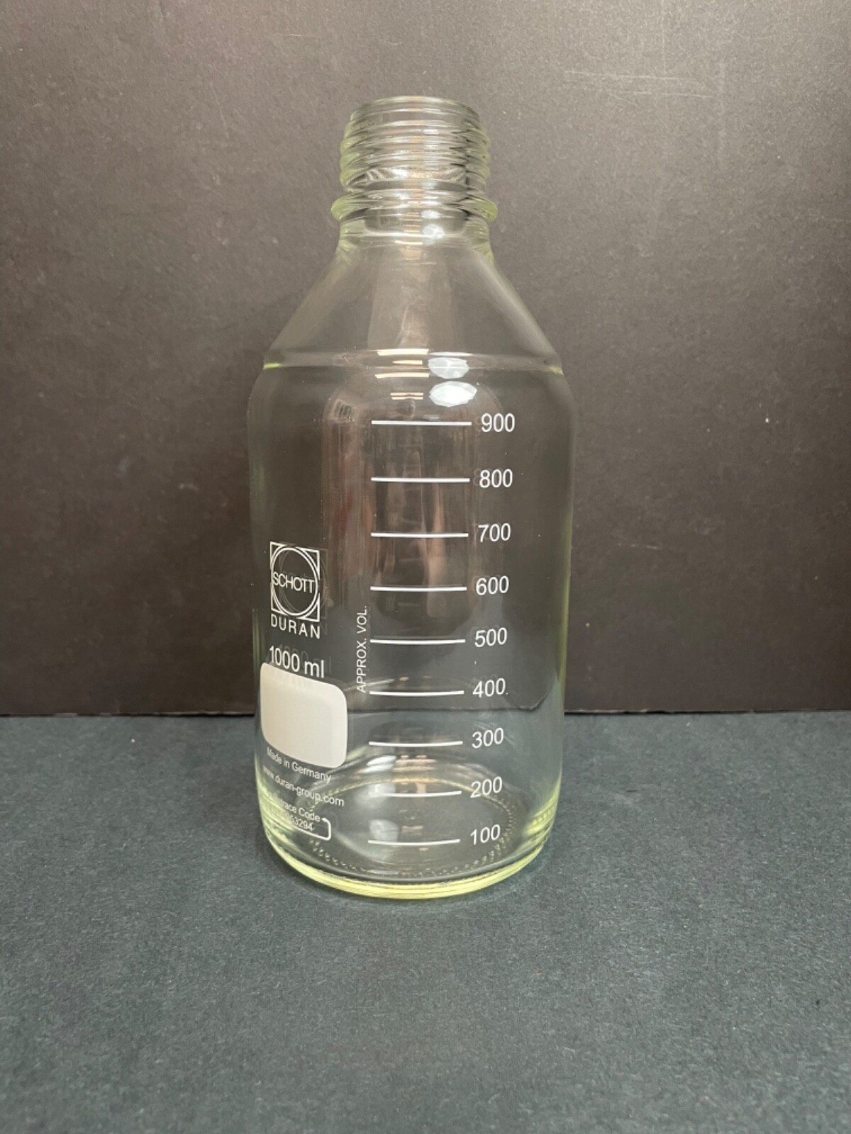 Schott Media Storage Bottle Clear Glass 1000 ml GL45 Threaded Neck 3 Bottles