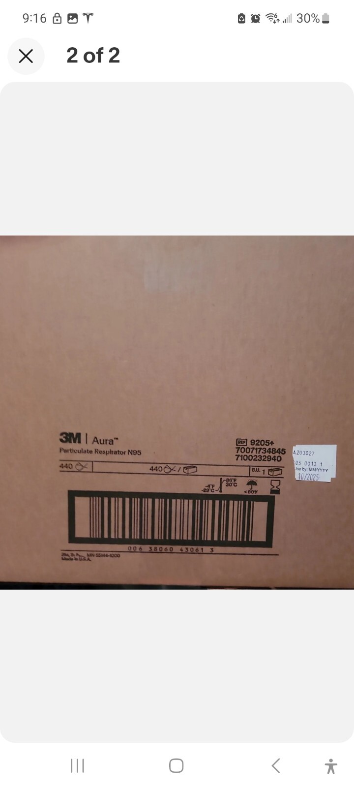 3M Aura Particulate Respirator 9250+ Face Mask – Pack of 10