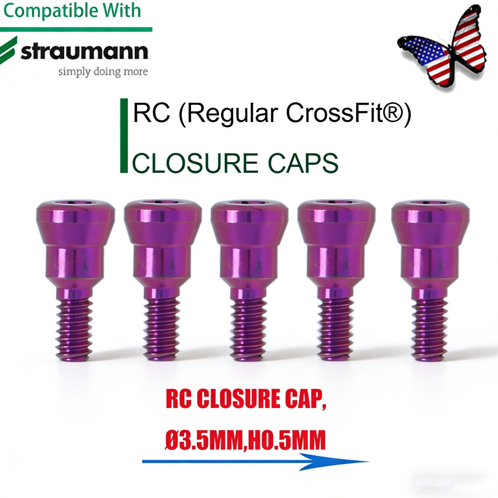 Straumann RC Healing Abutment & Closure Screw BLT Bone Level Titanium 5pcs/set