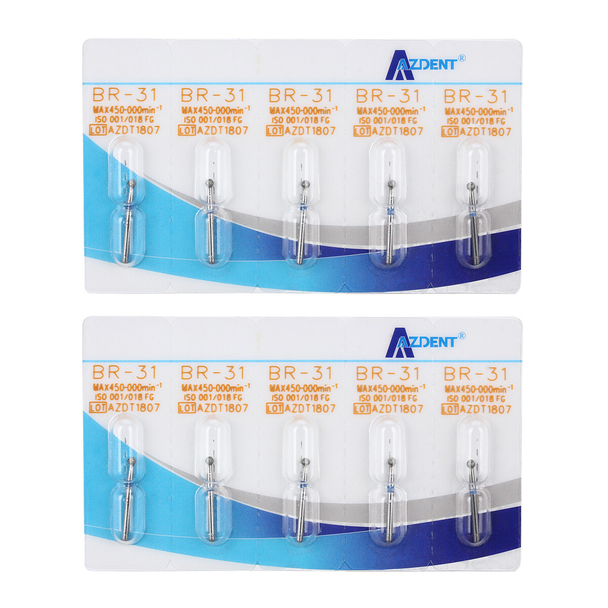 1000pcs/200Box AZDENT Dental Diamond Burs For High Speed Handpiece Friction Grip