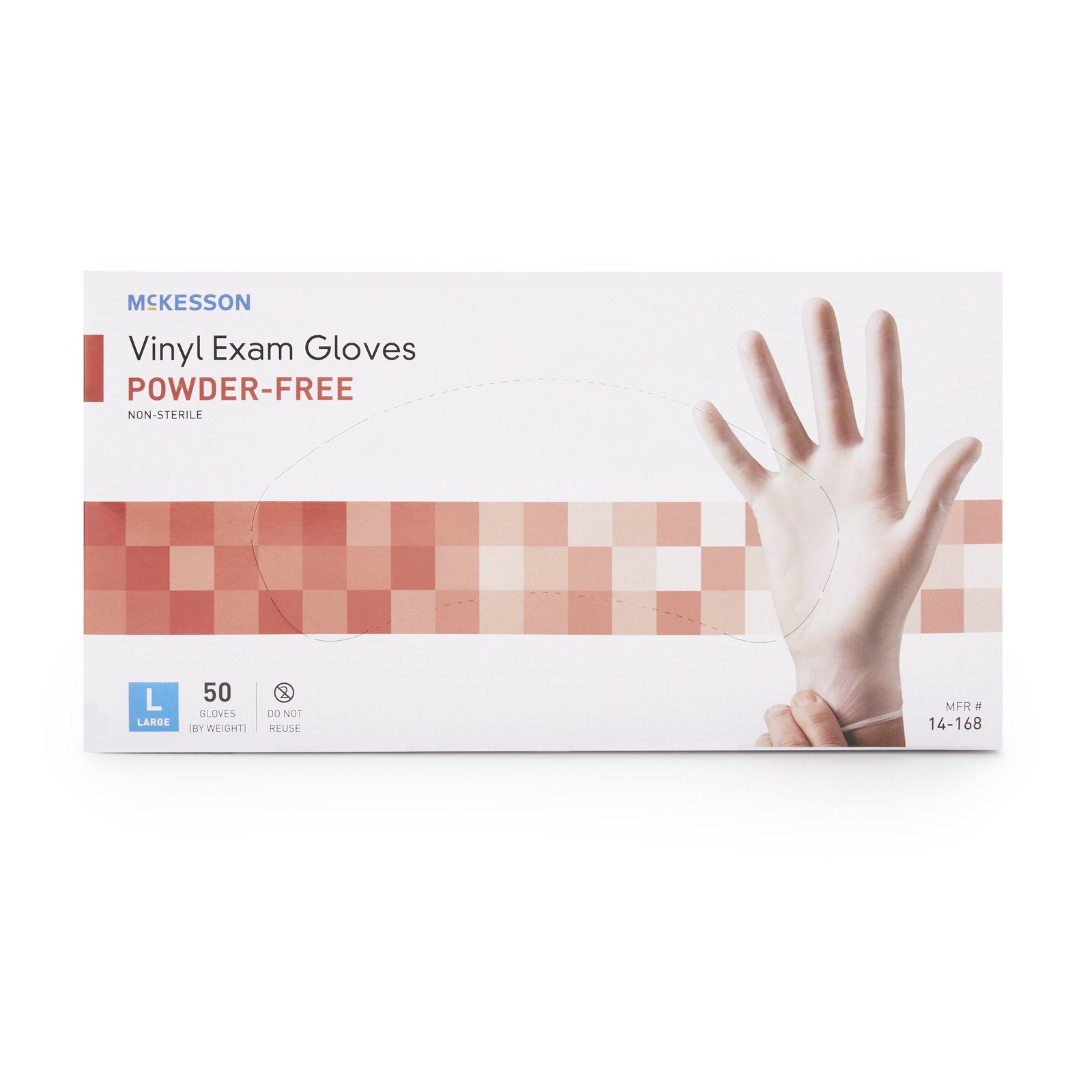 McKesson Confiderm Vinyl Exam Glove Standard Cuff Length LARGE 50 per Box
