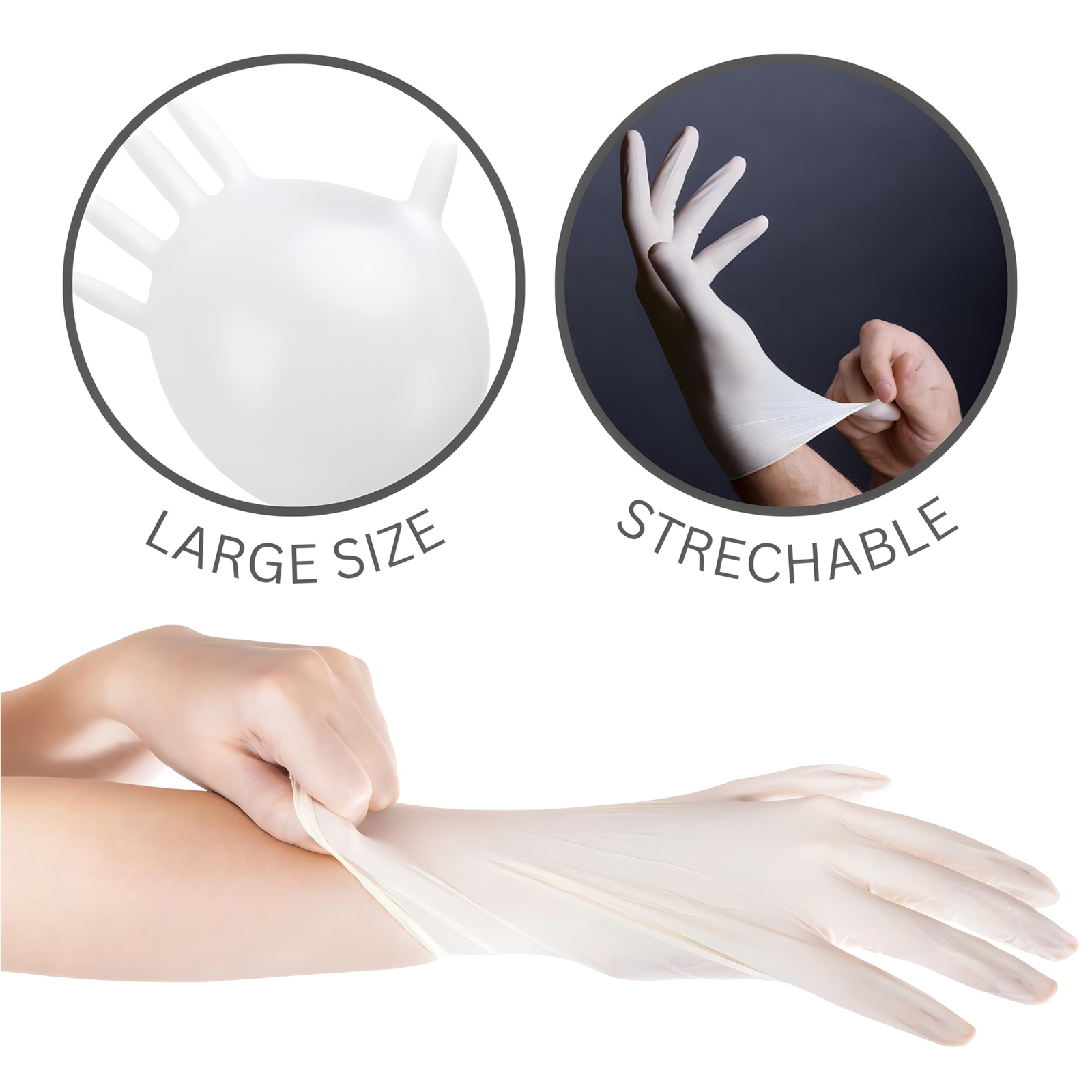 Large 100 Count White Powder Free Durable Protective Gloves for Food Service
