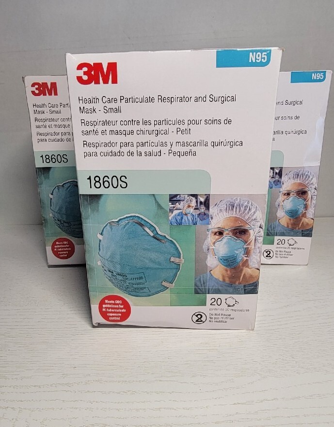 3M 1860S N95 Surgical Particulate Respirator Small Masks 3 Box (60) Exp. 2025