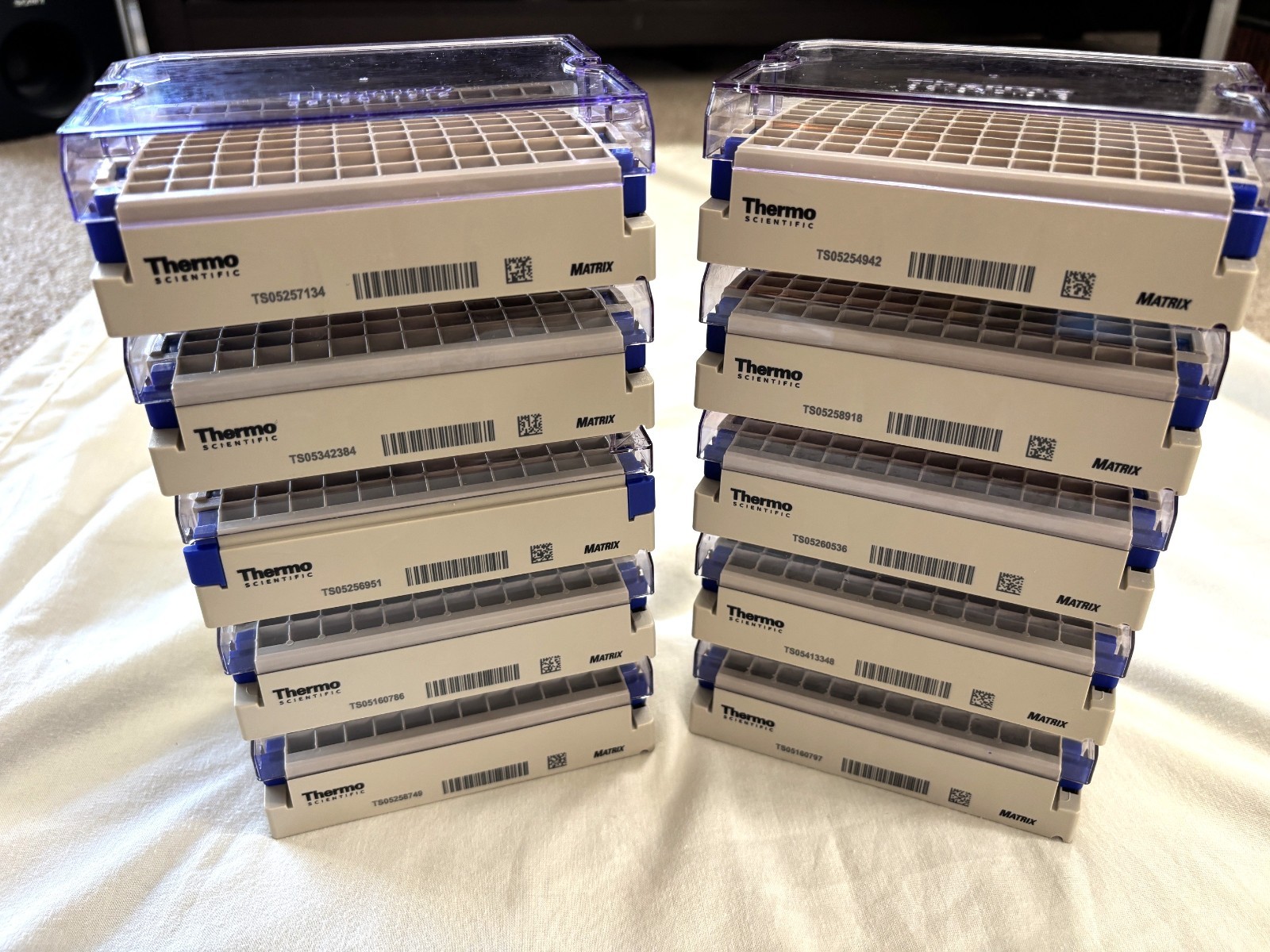 10 Thermo Fisher Scientific Lab Matrix Barcoded BC Latch Racks 0.5mL, 96 Wells
