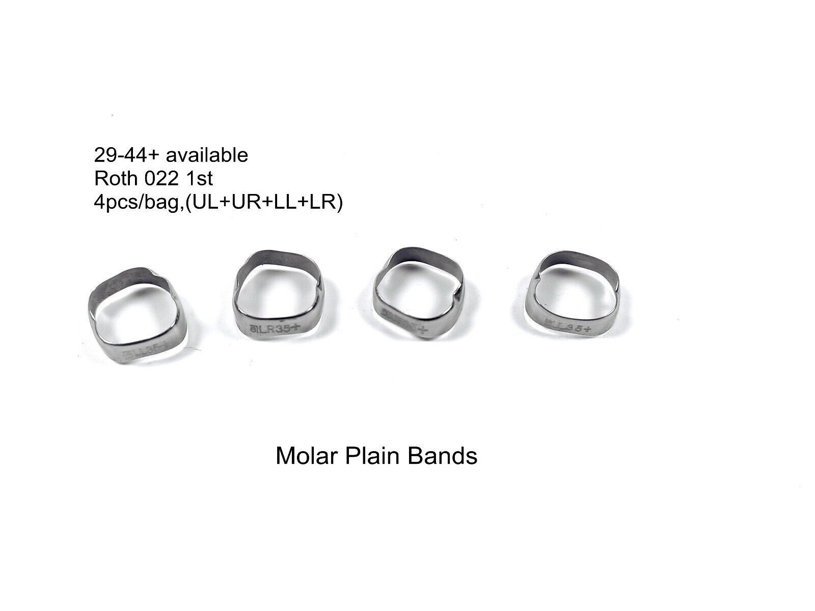 4/ Dental Orthodontic 1st Molar Bands Plain Molar Band Size 29-43+ UL UR LL LR