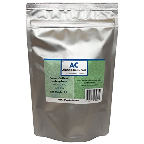 Ferrous Sulfate Heptahydrate – FeSO4*7H2O – 20% Iron – Very Soluble – 1 Pound