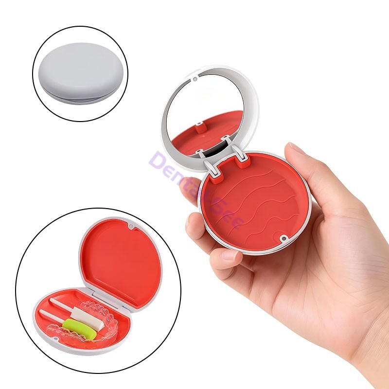 10Pcs Dental Retainer Boxes Denture Case Mouthguard Containers Box With Mirror