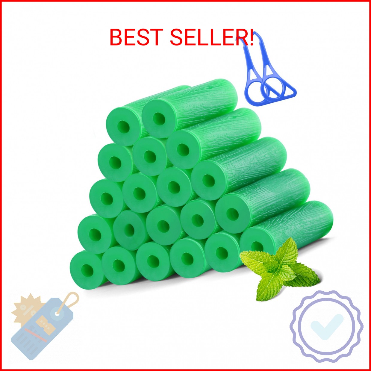 Aligner Chew for Invisalign Aligners – 20 Mint-Chew & 2 Removal Tools, Food-Grad