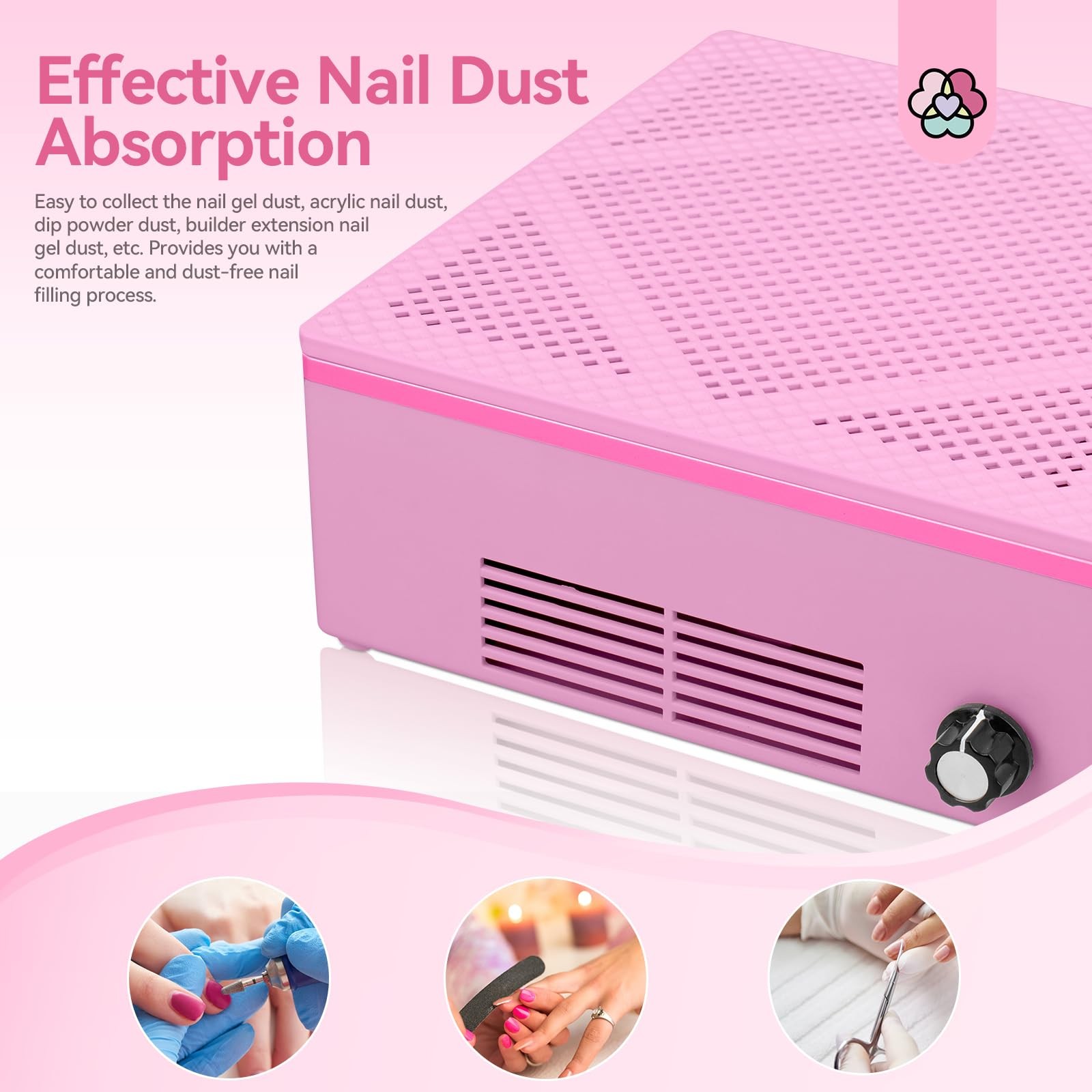 Saviland Nail Dust Collector 60W Powerful Nail Vacuum Dust Collector Brush