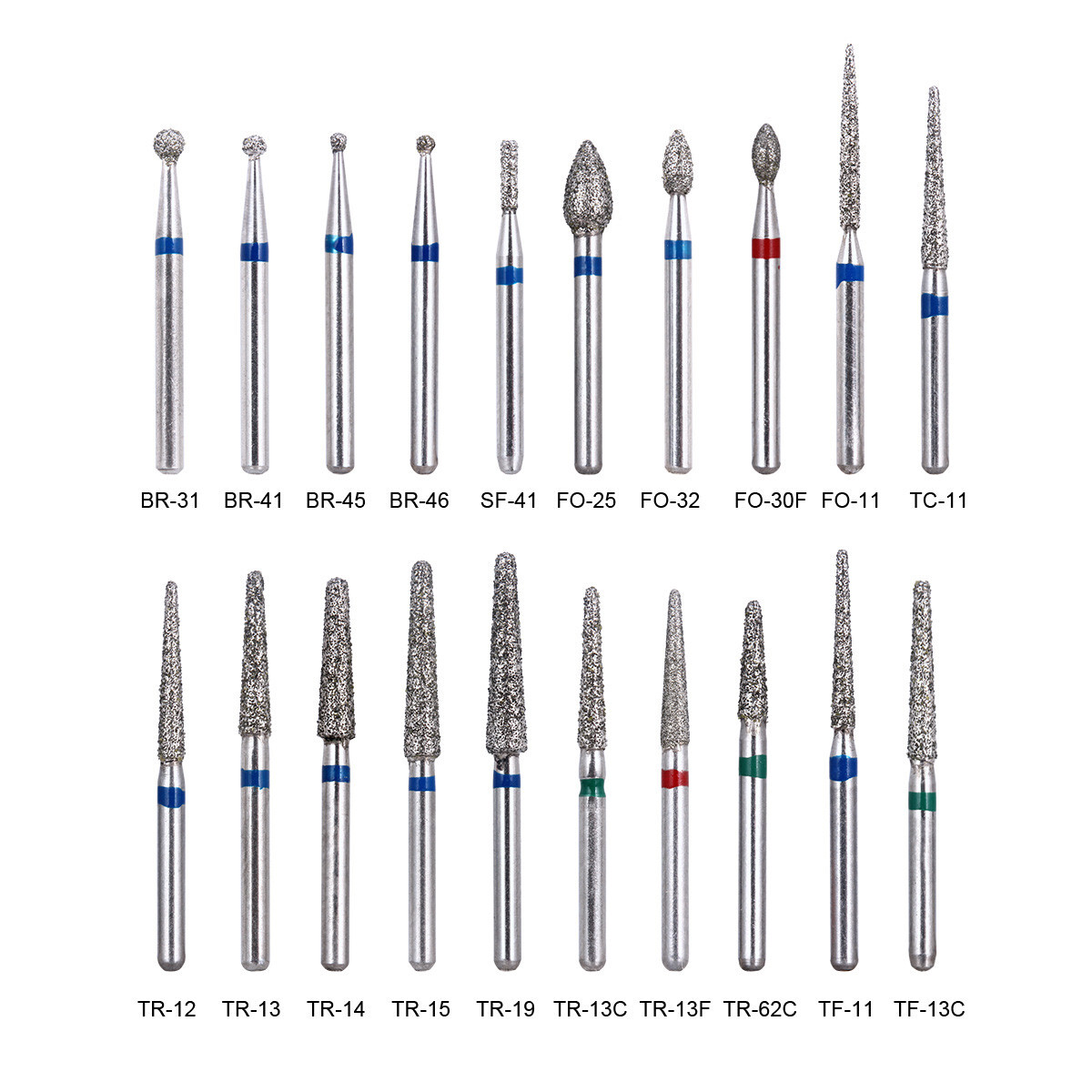 100Pcs AZDENT Dental Diamond Burs High Speed Handpiece FG 1.6MM Friction Grip