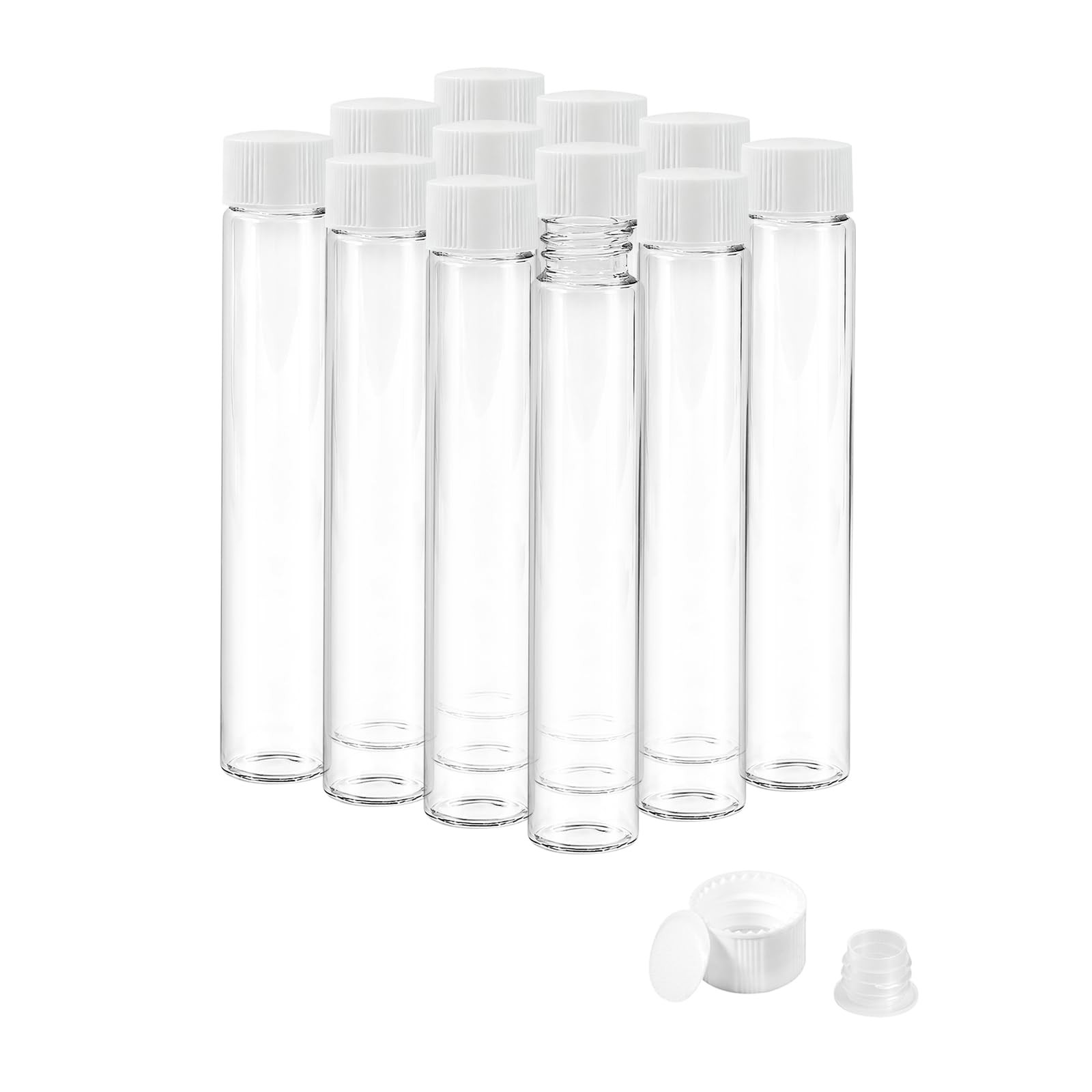 Cadbibe 30ml Clear Glass Vials with Screw Caps and Plastic 30ml, CLEAR