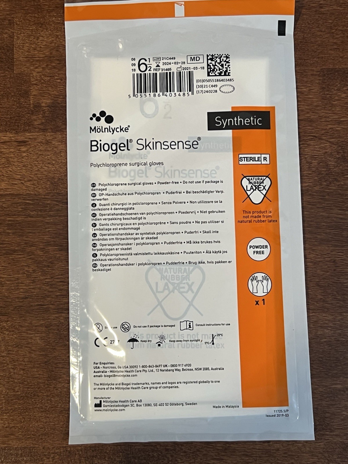 12 Pairs Molnlycke Biogel SIZE 6 1/2 Skinsense Surgical Gloves 31465 See Dates