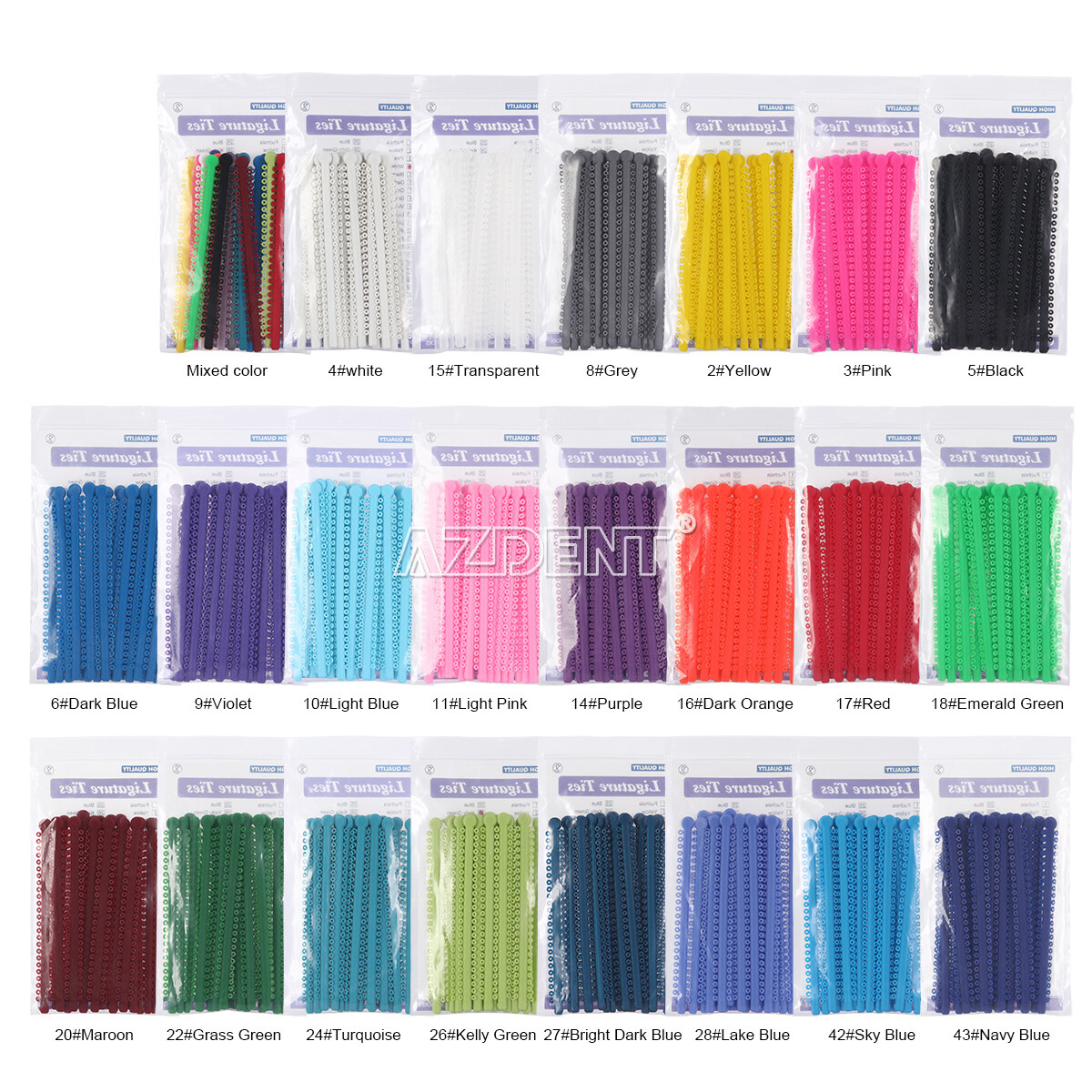 1000Pcs/Bag Dental Lazos De Ligadura Elástica De Ortodoncia 23 Colores