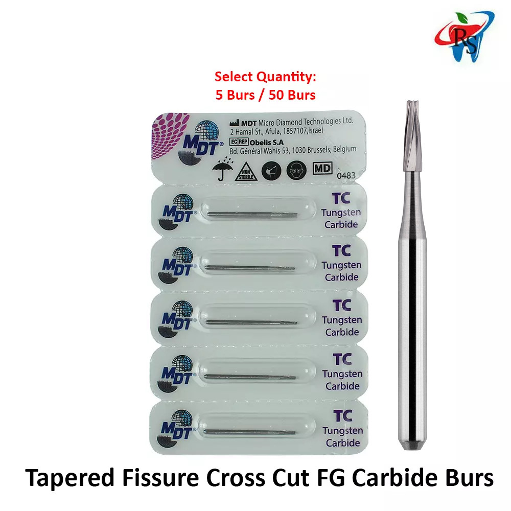 Dental MDT Straight Flat End Tapered Fissure Cross Cut FG Burs Carbide 168