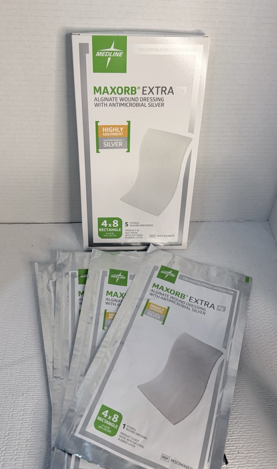 Medline Maxorb Extra 4″ x 4″ Dressings – Lot of 9
