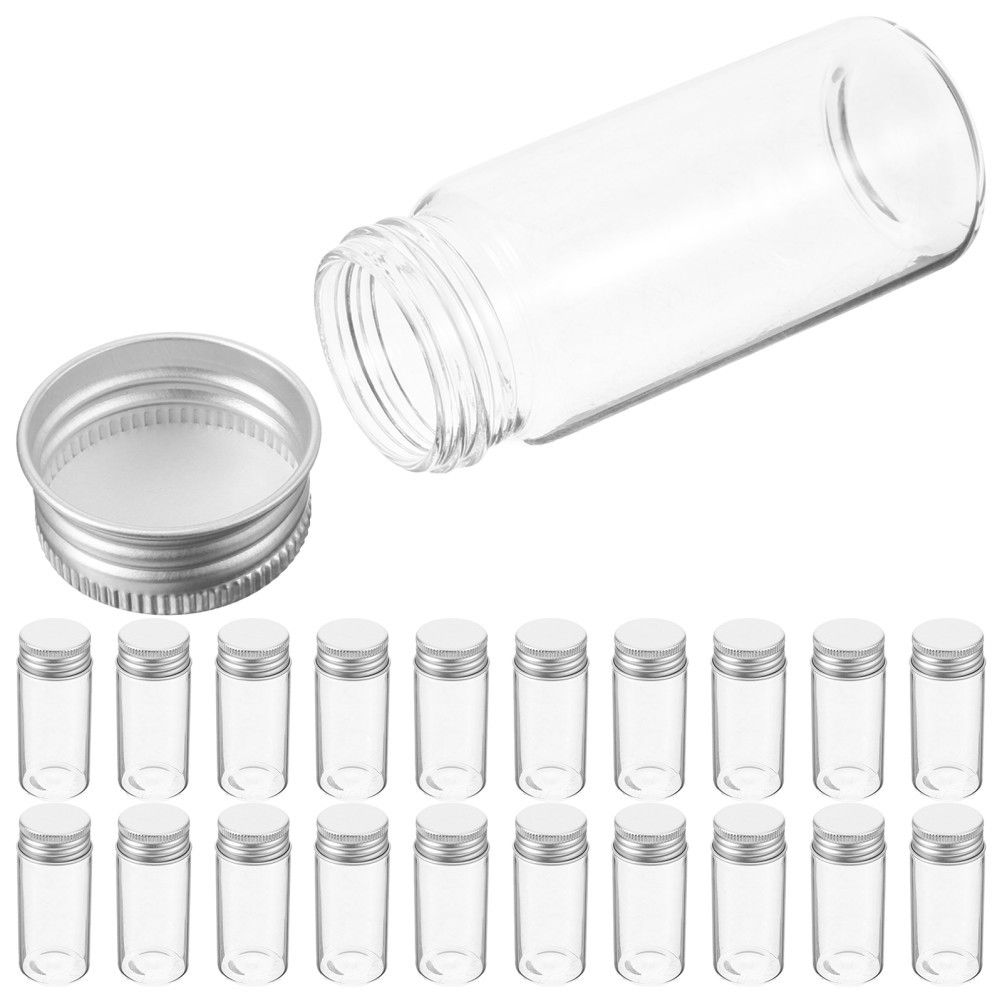 24Pcs Reusable Glass Test Tubes with Caps Clear Transparent Vials for Home Use