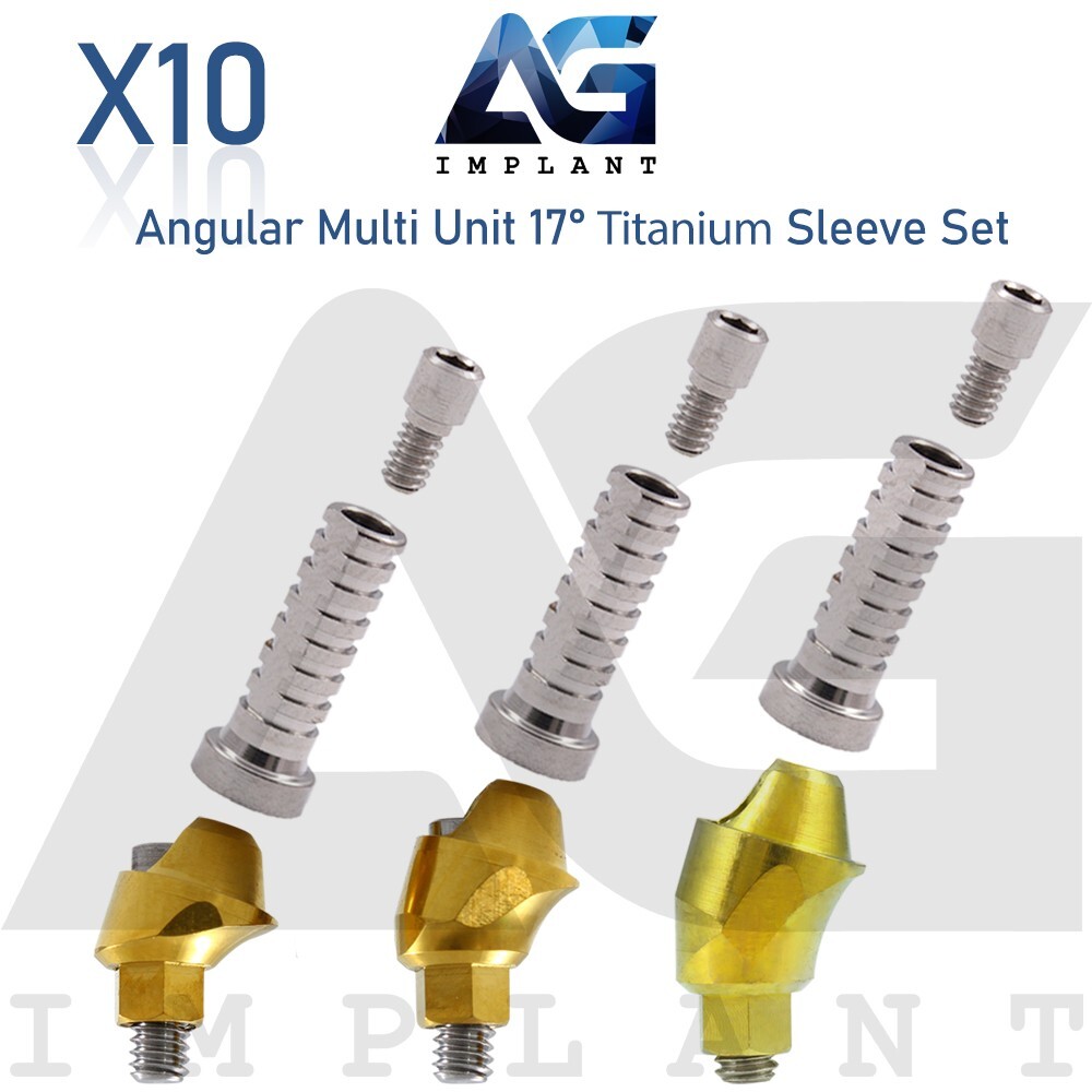 10 Angular Multi Unit 1.6 Abtments 17° and Titanium Sleeve With Screw