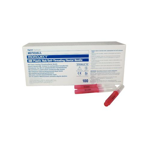Kendall 8881400033 Monoject #400 25 Gauge Long 1.25″ Plastic Hub Red 100/Bx
