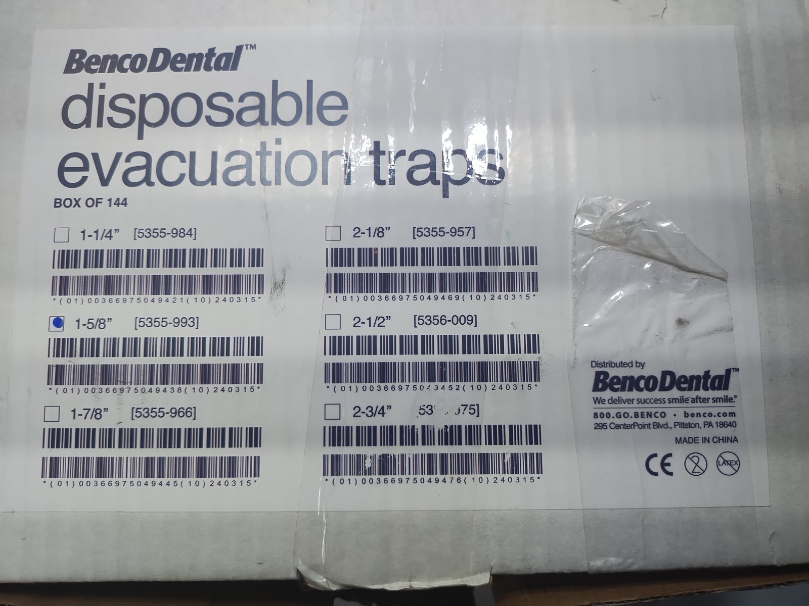 Benco Dental Disposable Evacuation Traps 1-5/8″, P/N 5355-993 Box of 123 – READ!