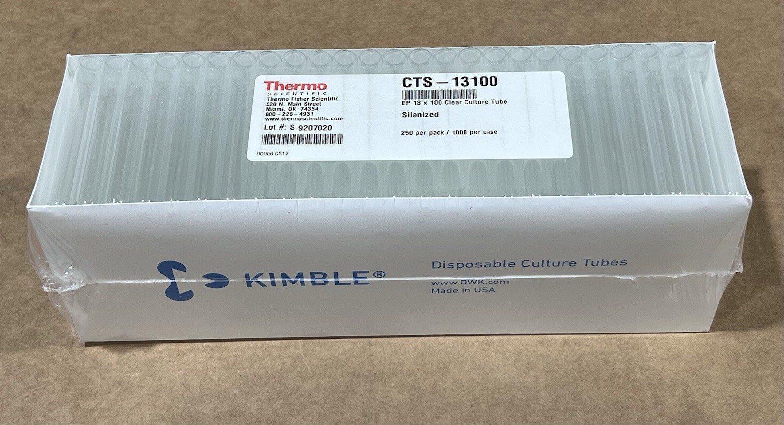Duran Kimble Wheaton 73500-13100 Glass Culture Tubes 13×100 mm 250/PK Sealed