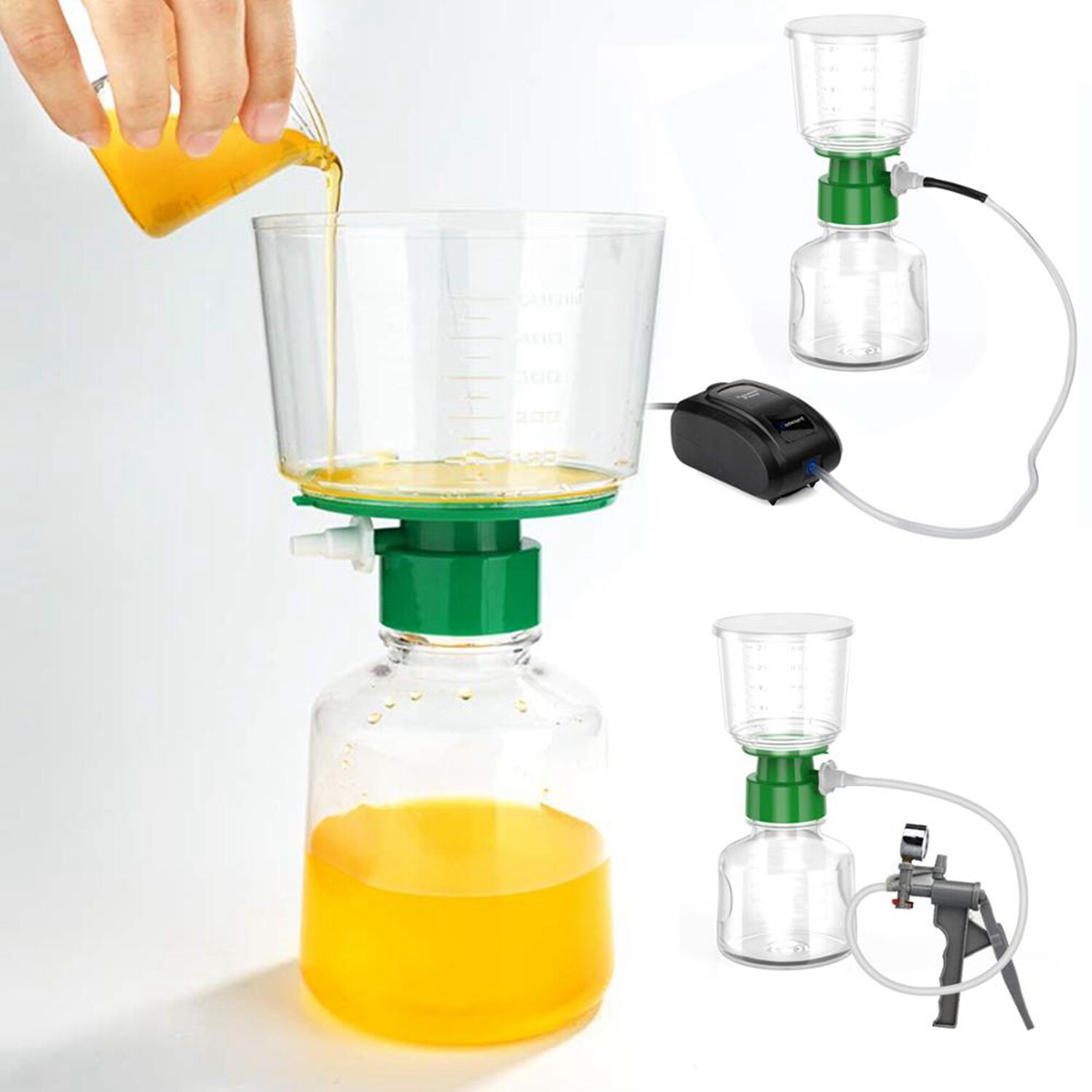 250mL/500mL PES Vacuum Filter,Sterile 0.22μm Pore Size,Dual Funnel&Receiver HPLC