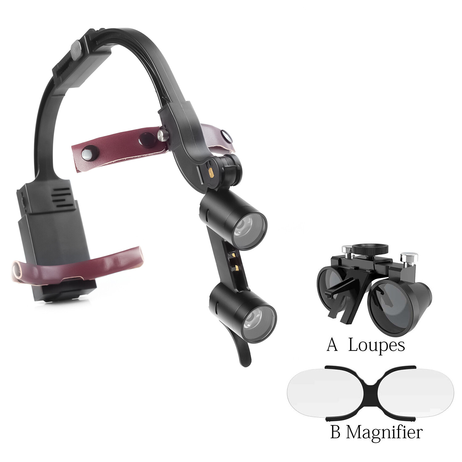 Dental 5W Wireless Optical LED Headlight Two LED Lights with 2.5X-420 Loupes US