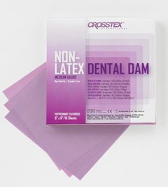 Crosstex 6′ x 6′ Medium, Purple, Peppermint Flavored, Non-Latex Dental Dam. Box