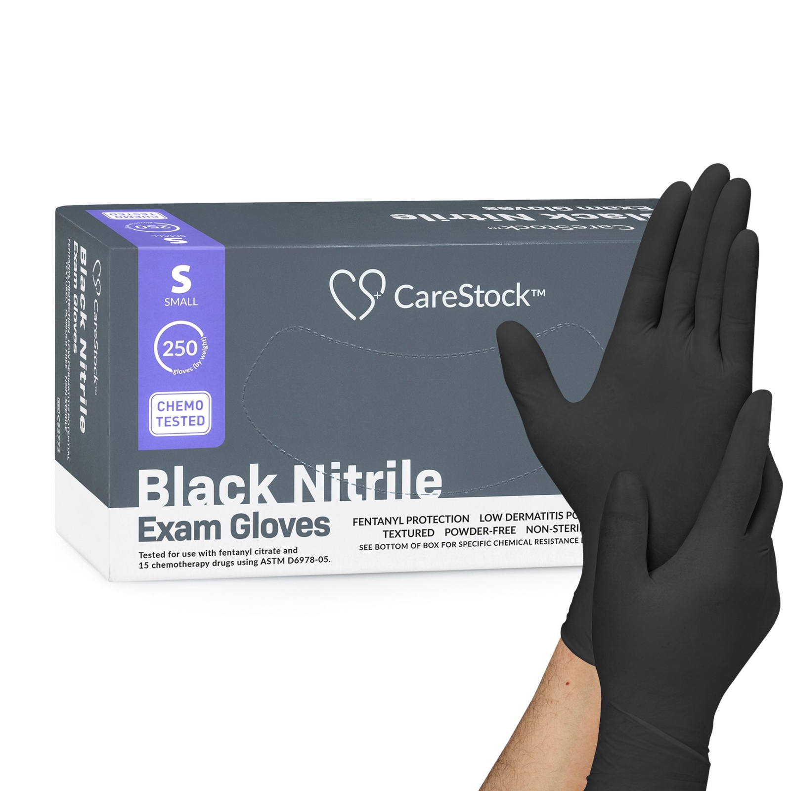 CareStock Nitrile Exam Glove Standard Cuff Length SMALL CS2772 250 per Box