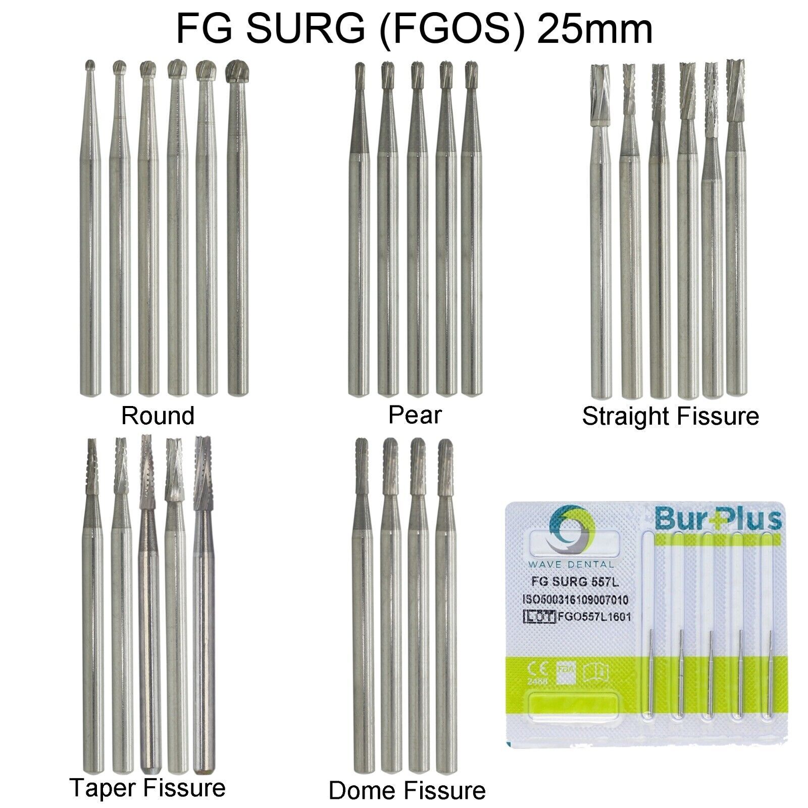 Wave Dental Surgical Bur Round 25mm Carbide Bur 330 Friction Grip High Speed 19m