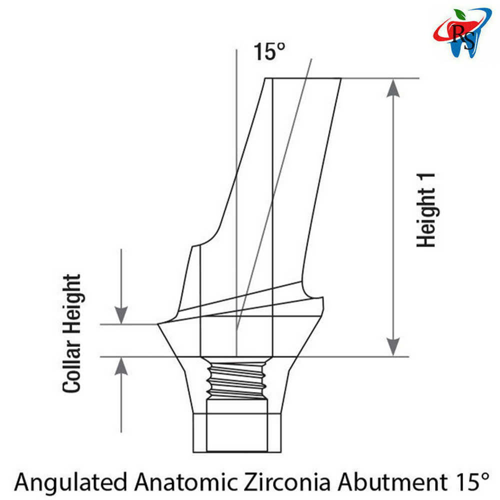 1pcs Prosthetic Angulated Zirconia Abutment 15° RP With Titanium Base Dental Lab
