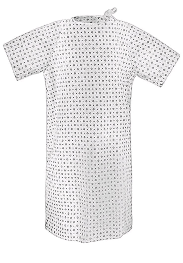 Magnus Care Unisex Patient/ Hospital Gown. White. Cotton blend. Fits Up To 2XL