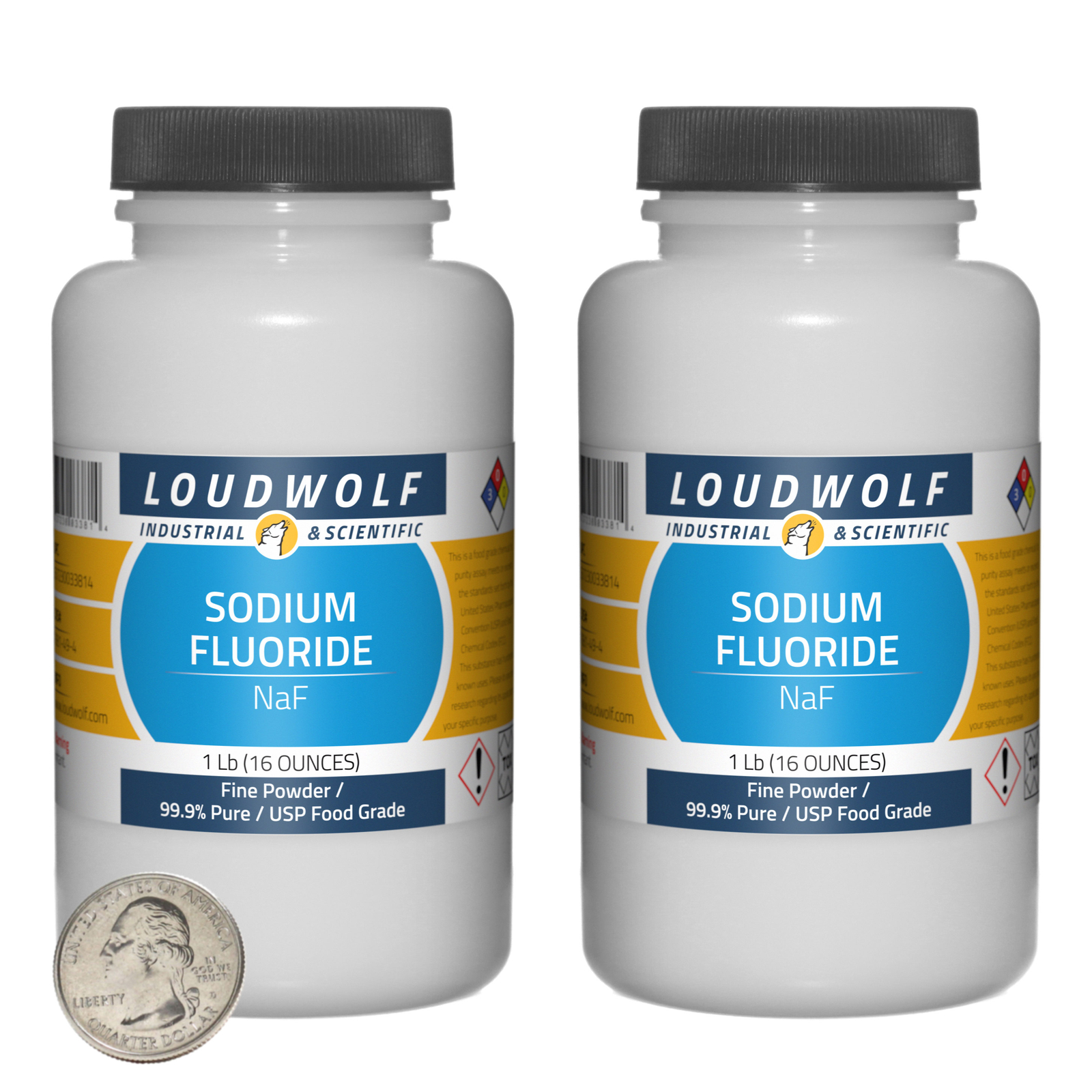 Sodium Fluoride / 2 Pounds / 2 Bottles / 99.9% Pure USP Food Grade / Fine Powder