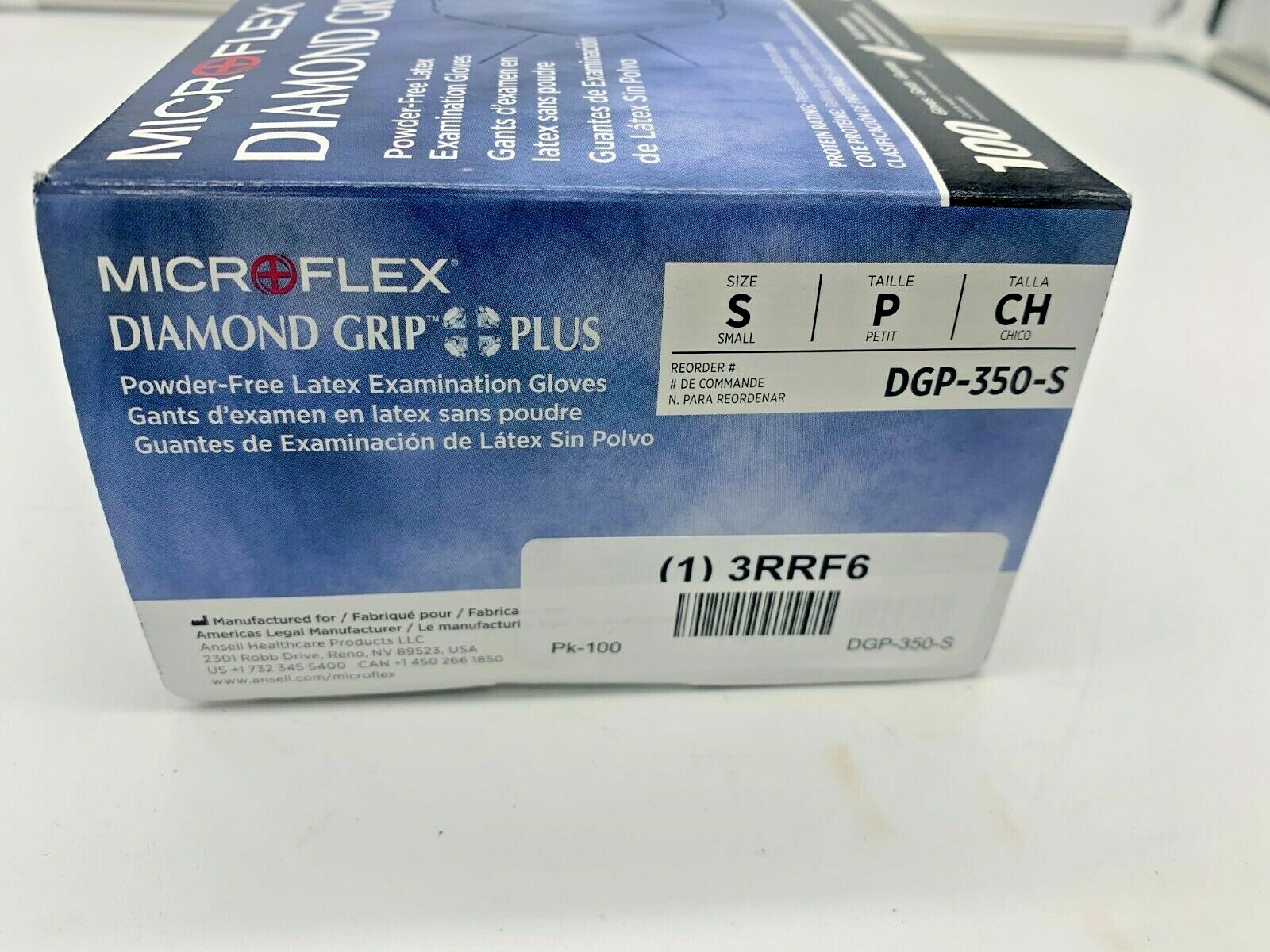 Ansell Microflex Diamond Grip Small Powder-Free Latex Glove 100 CT DGP-350-S