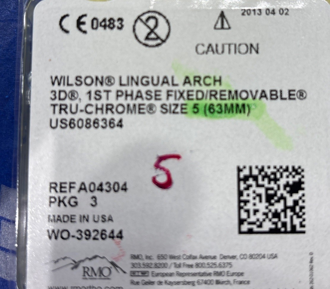 Wilson Lingual Arch – Fixed Lingual Controlled Arch Lot