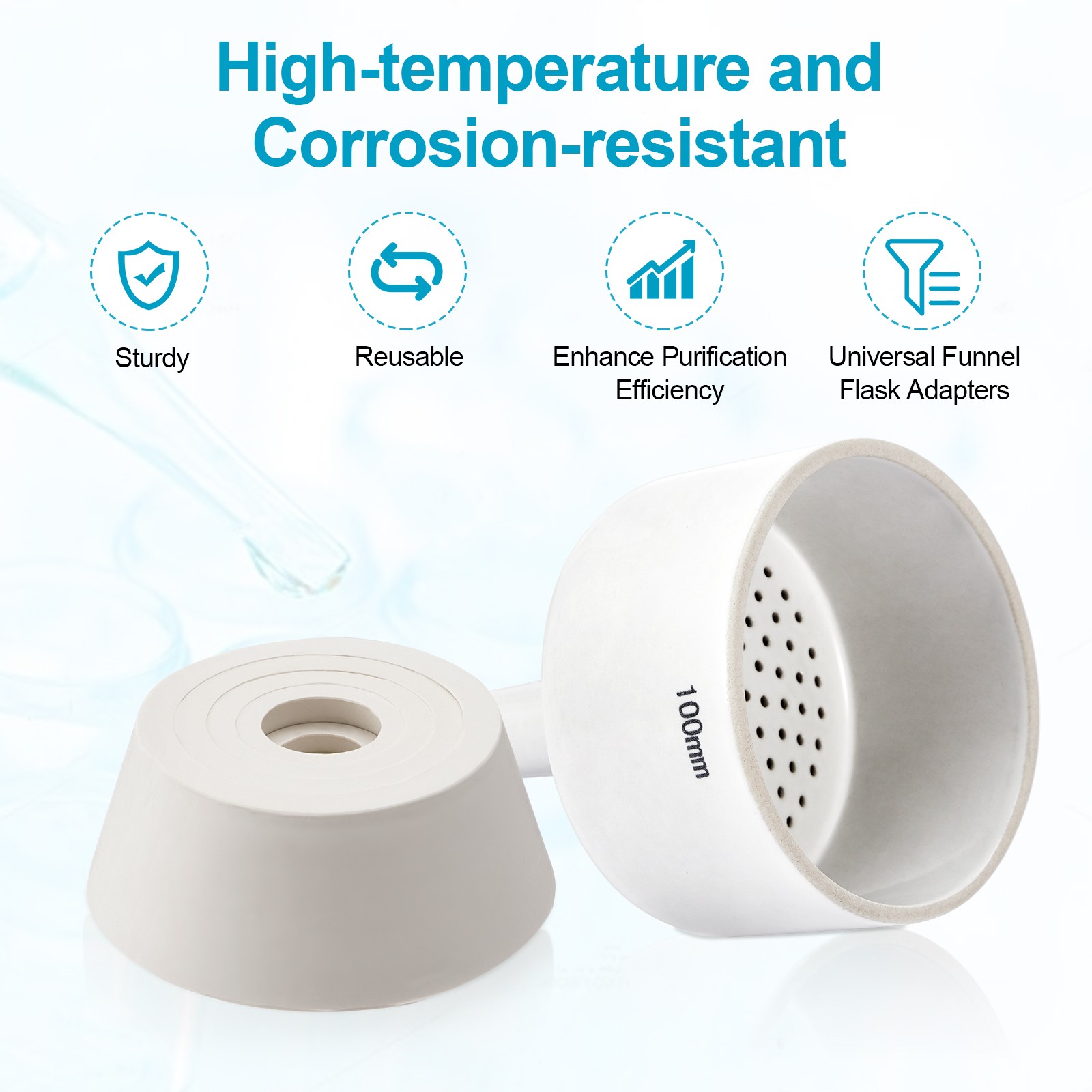 Ceramic Buchner Filter Funnel 100mm Lab Supplies Porcelain Funnels Flask Adapter