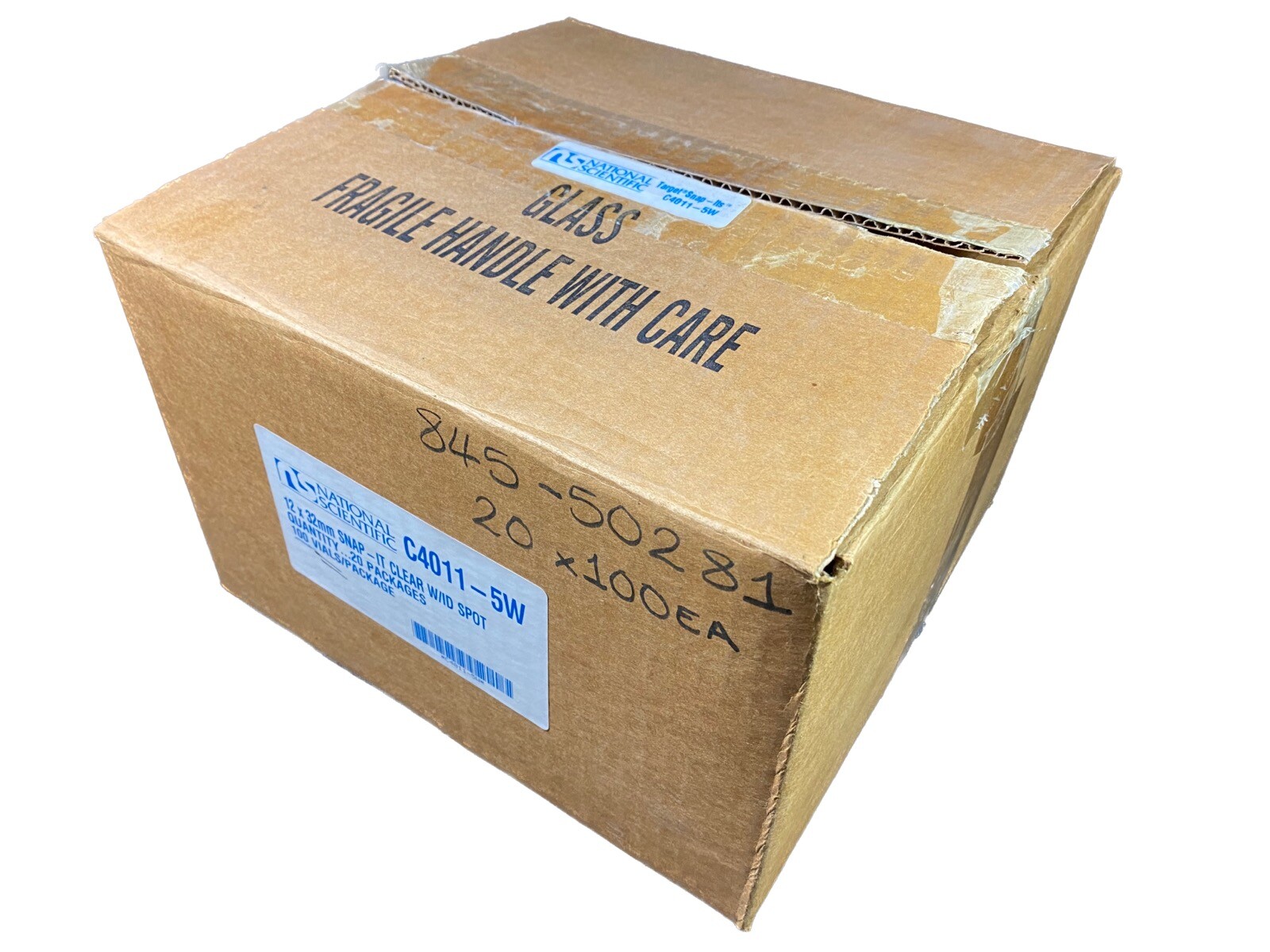 NATIONAL SCIENTIFIC Glass 2mL Flat Bottom Snap-It 11mm Vial C4011-5W (20/cs)