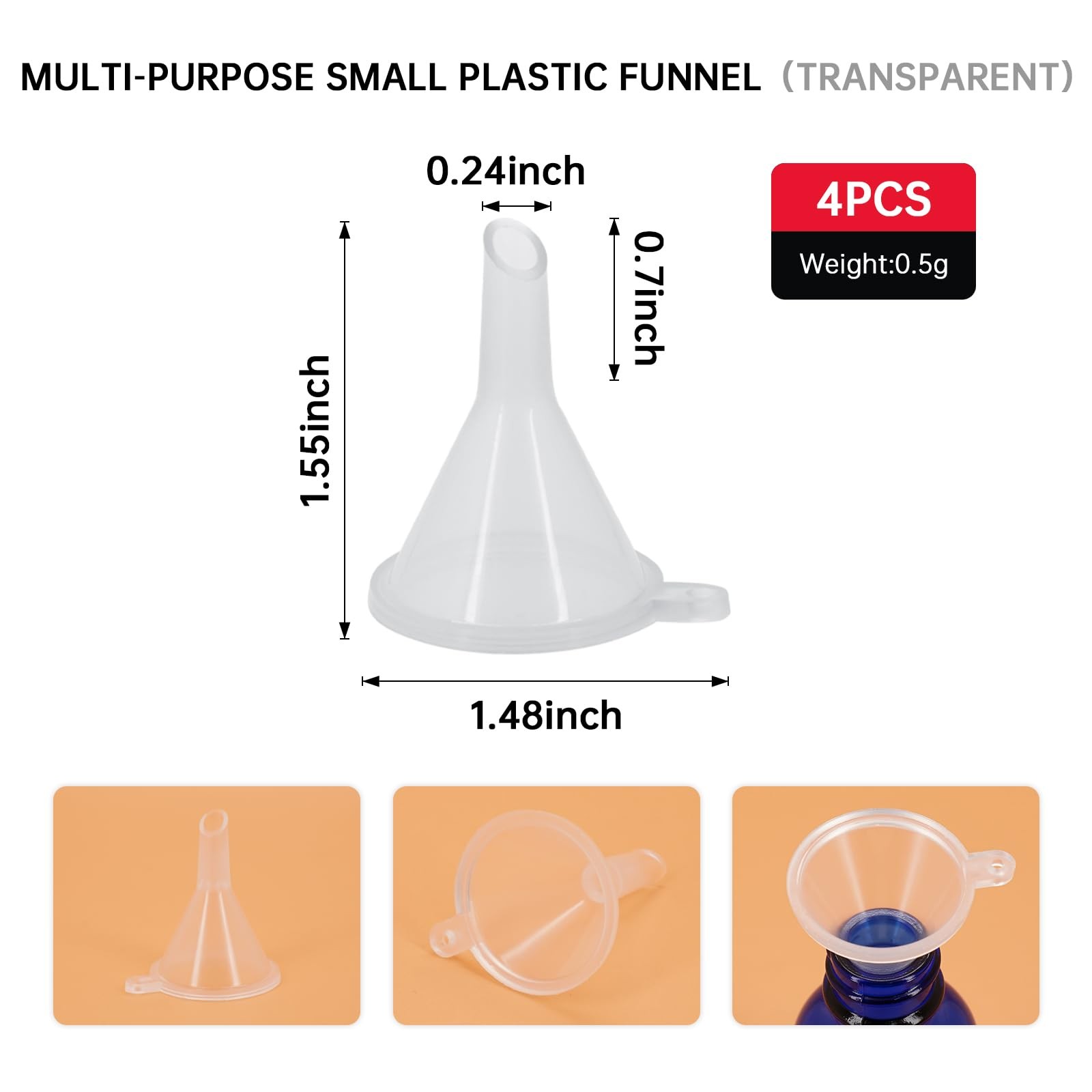 5 Pack Mini Plastic Funnel for Sand Art Perfumes Spices Powder Essential Oils