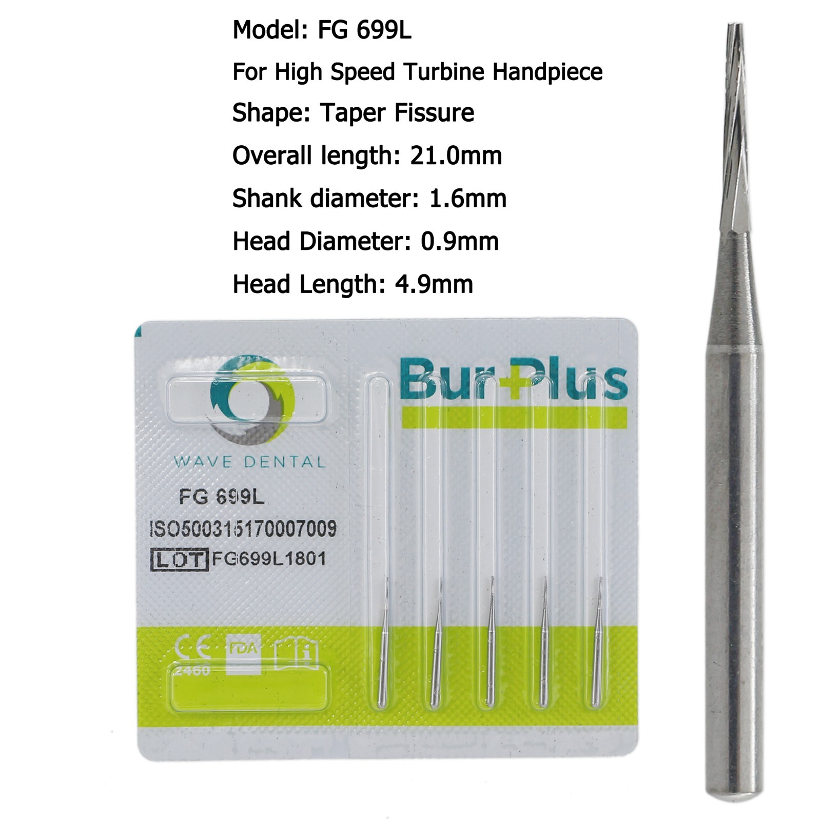 Wave Dental Carbide Burs FG Round Burs High Speed Friction Grip FG 4 6 8 330 245
