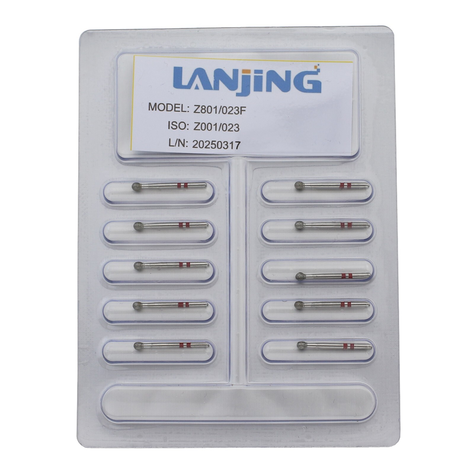 Dental Zirconia Cutting Diamond Burs Ball Round FG Z801 Fine Medium Grit Bur