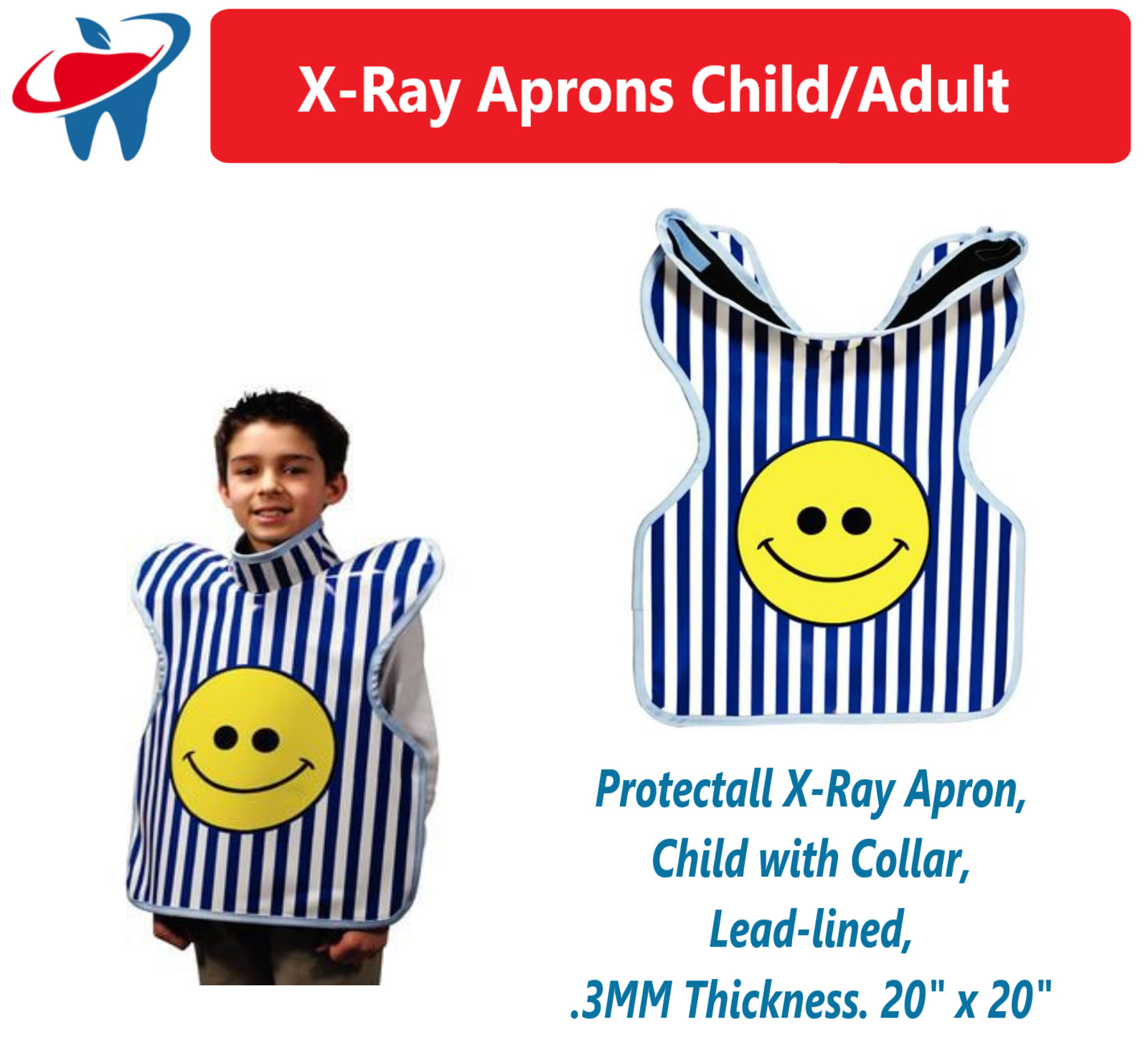 Dental Palmero Protectall X-Ray Apron Adult / Child, All Sizes Lead-lined Collar