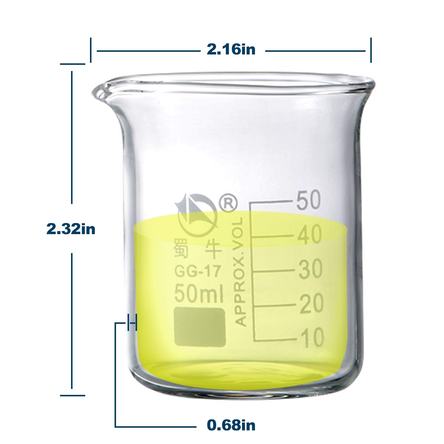 Young4us Glass Beakers, Pack of 6 Low Form Measuring & Droppers Set, 3 Gradua…