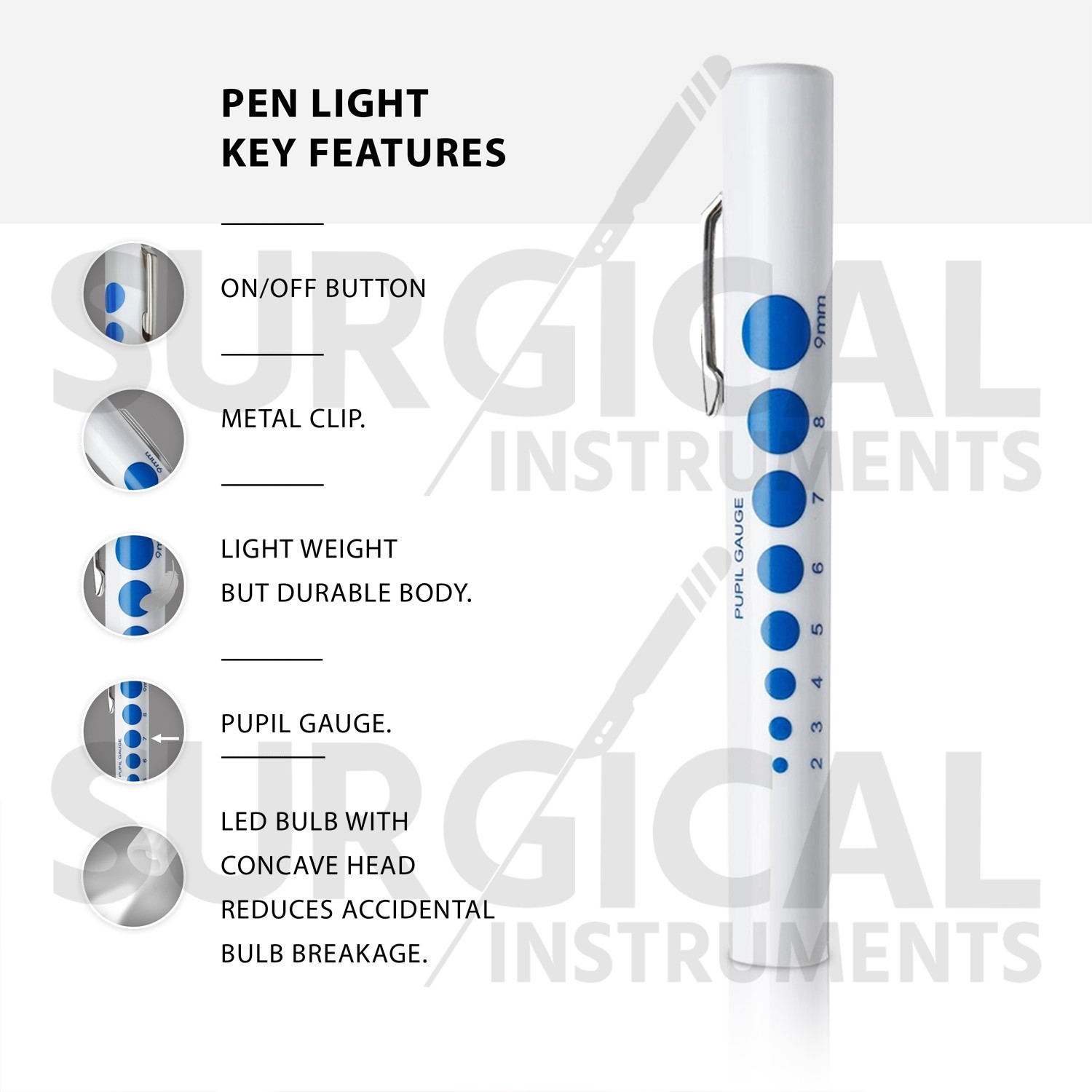 12 Pcs Disposable Penlights Diagnostic ENT, EMT Emergency Medical Instruments