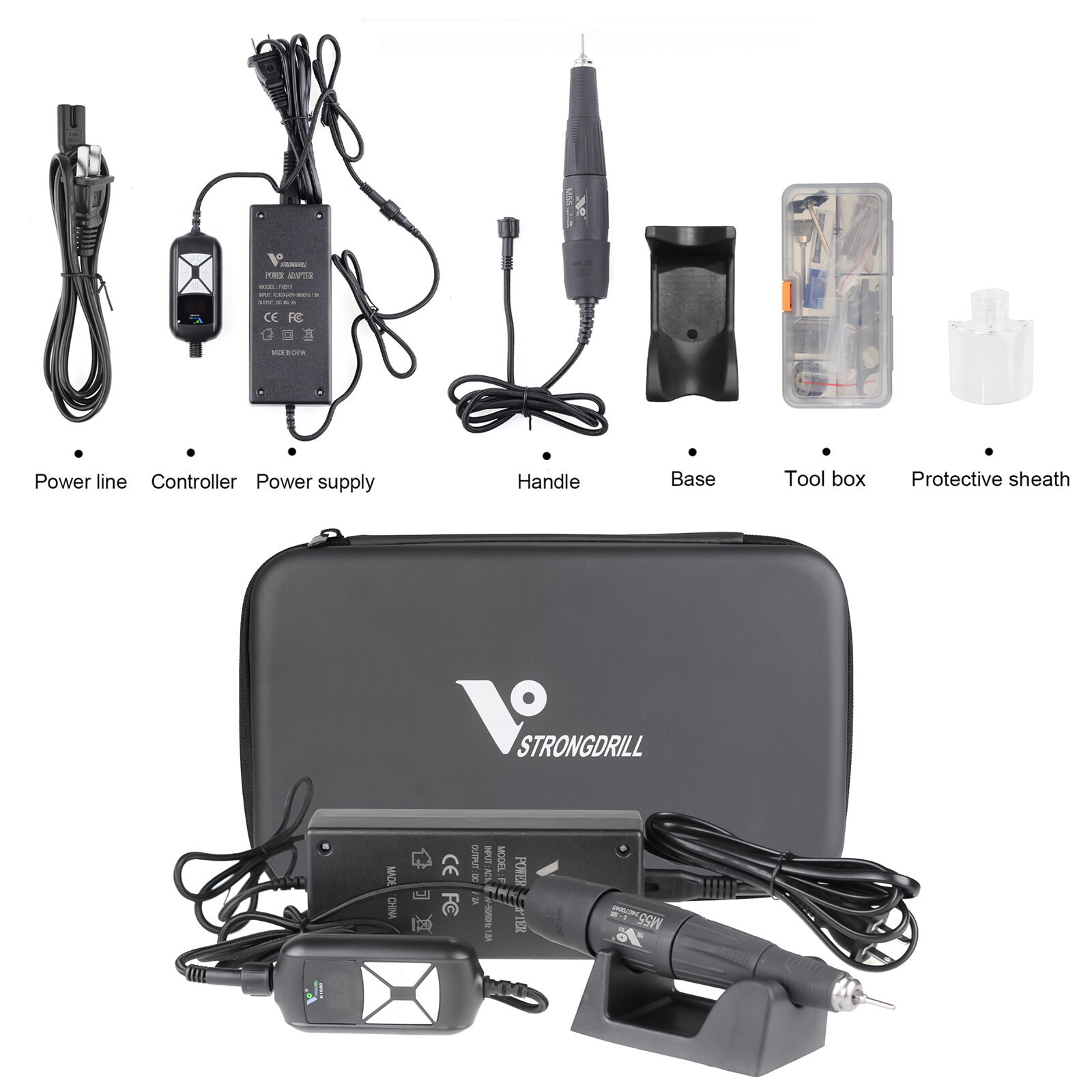 Portable Electric Micromotor Controller Manicure Grinder with 50K RPM Handpiece