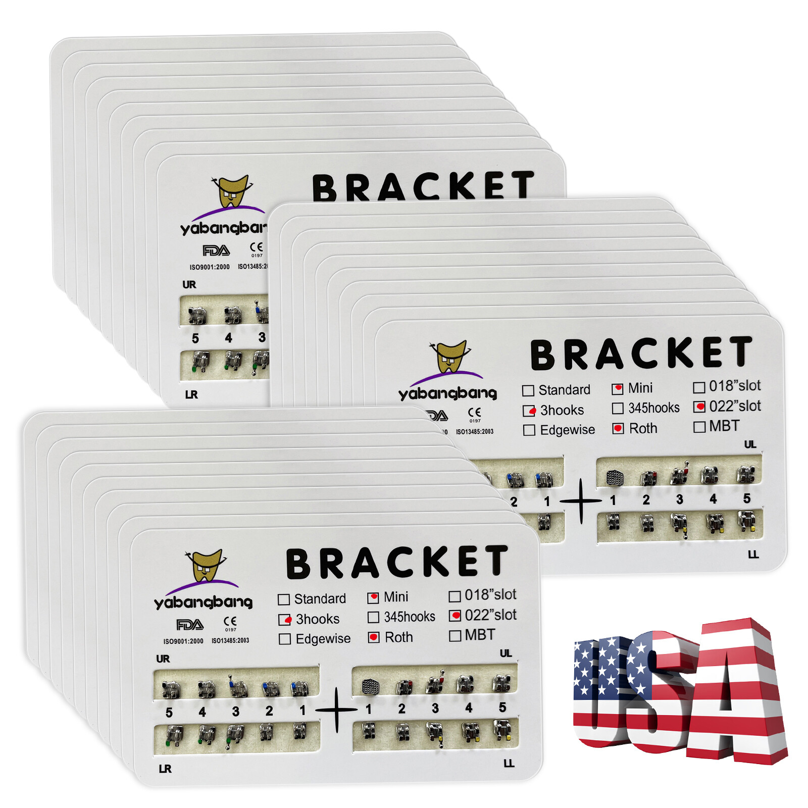 Dental Orthodontic Braces Bracket Mini Roth 022″Slot 3 Hooks FDA-USA