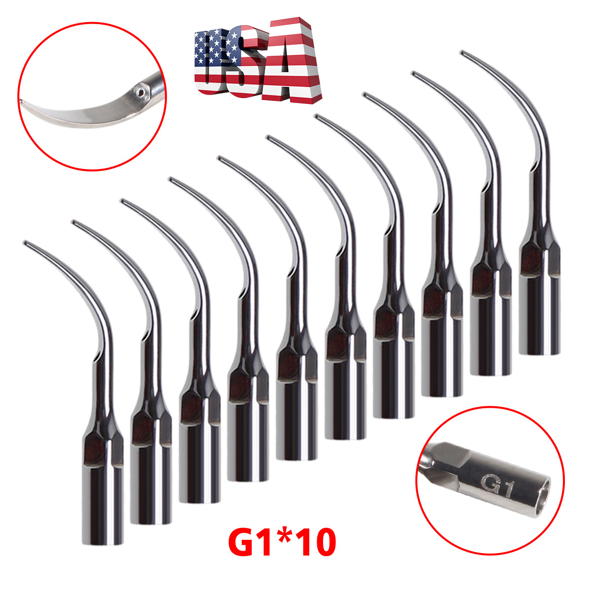 Dental Ultrasonic Air Perio Scaler Handpiece Hygienist 2/4 Hole With 3 Tips USA