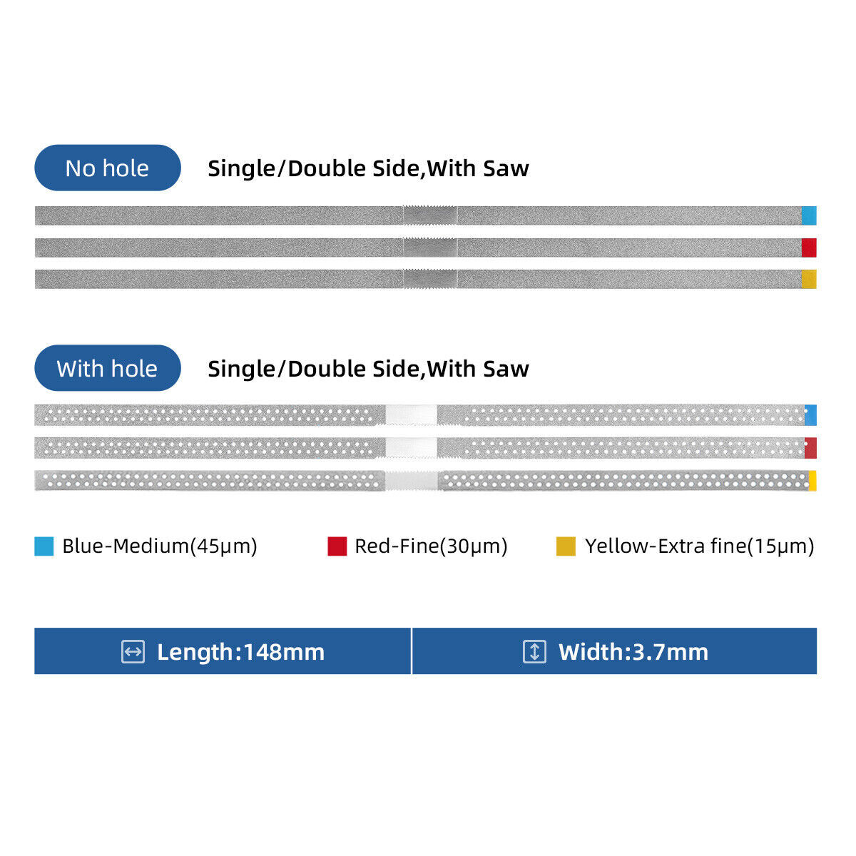 Stainless Steel Metal Dental Polishing Strips -Medium Grit 45μm – Multiple Sizes
